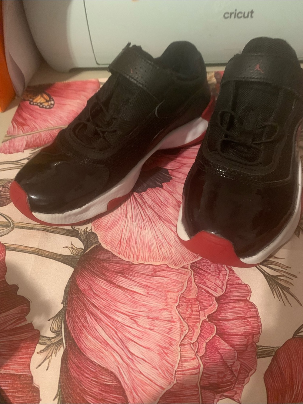 Jordan Black and Red Low-Top Sneakers